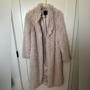 Off white fuzzy long coat, M